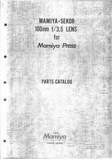 Mamiya Press manual. Camera Instructions.